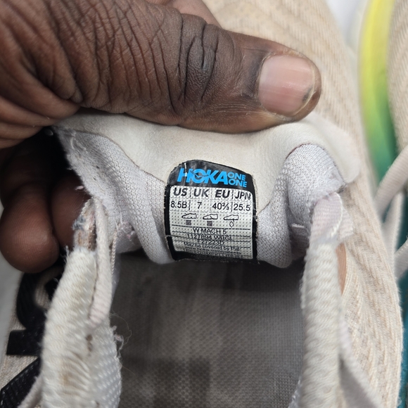 Hoka Beige Shoes with Yellow and Blue Gradient‎ Sole - Picture 6 of 7